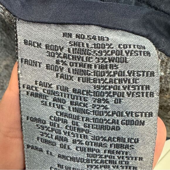 Levi’s Navy Cargo Jacket Detachable Faux Fur Collar S - Picture 5 of 6